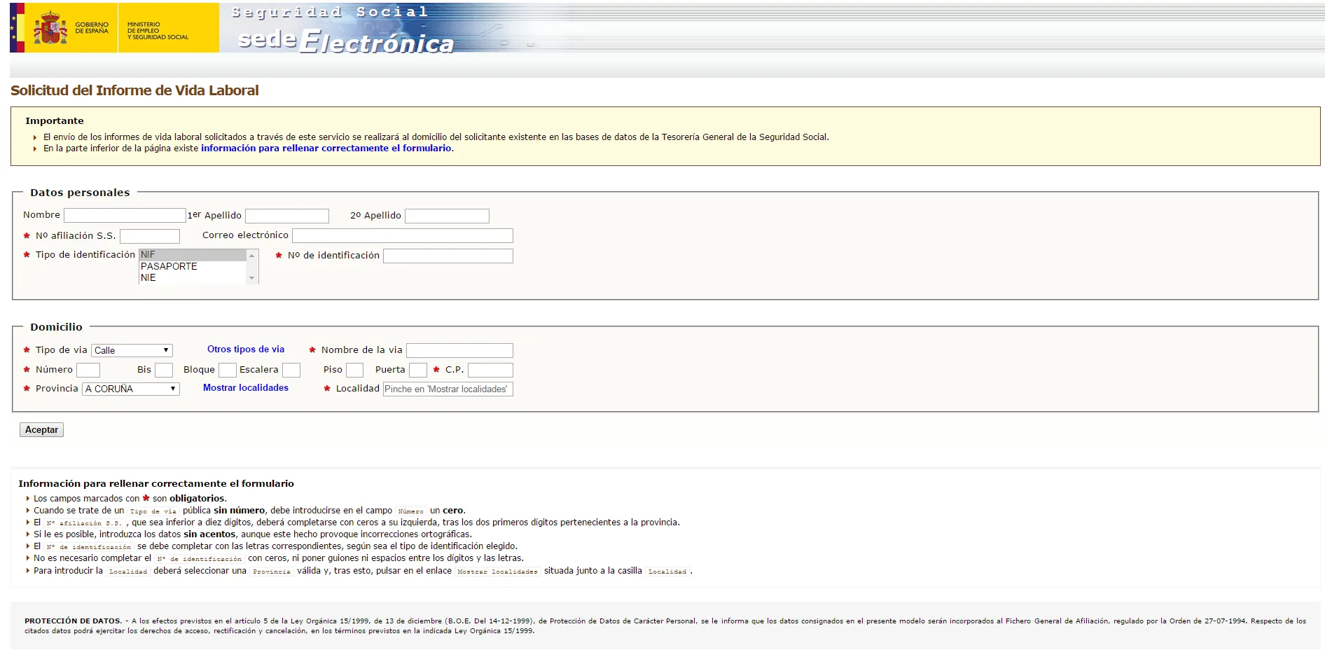 solicitar vida laboral online